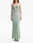 Radek Mint Rhinestone Strapless Maxi Dress
