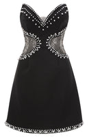 Lloyd Symmetrical Tulle Pearl Embellished Mini Dress In Black