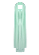 Saelvyn Halter Mesh Maxi Dress In Light Green