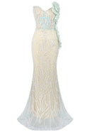 Jarrah Strapless Floral Sequin Maxi Dress In Green