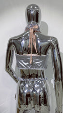 Elaba Rhinestone Cutout Crop Top