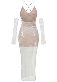 Reika Sequin Maxi Dress In Nude