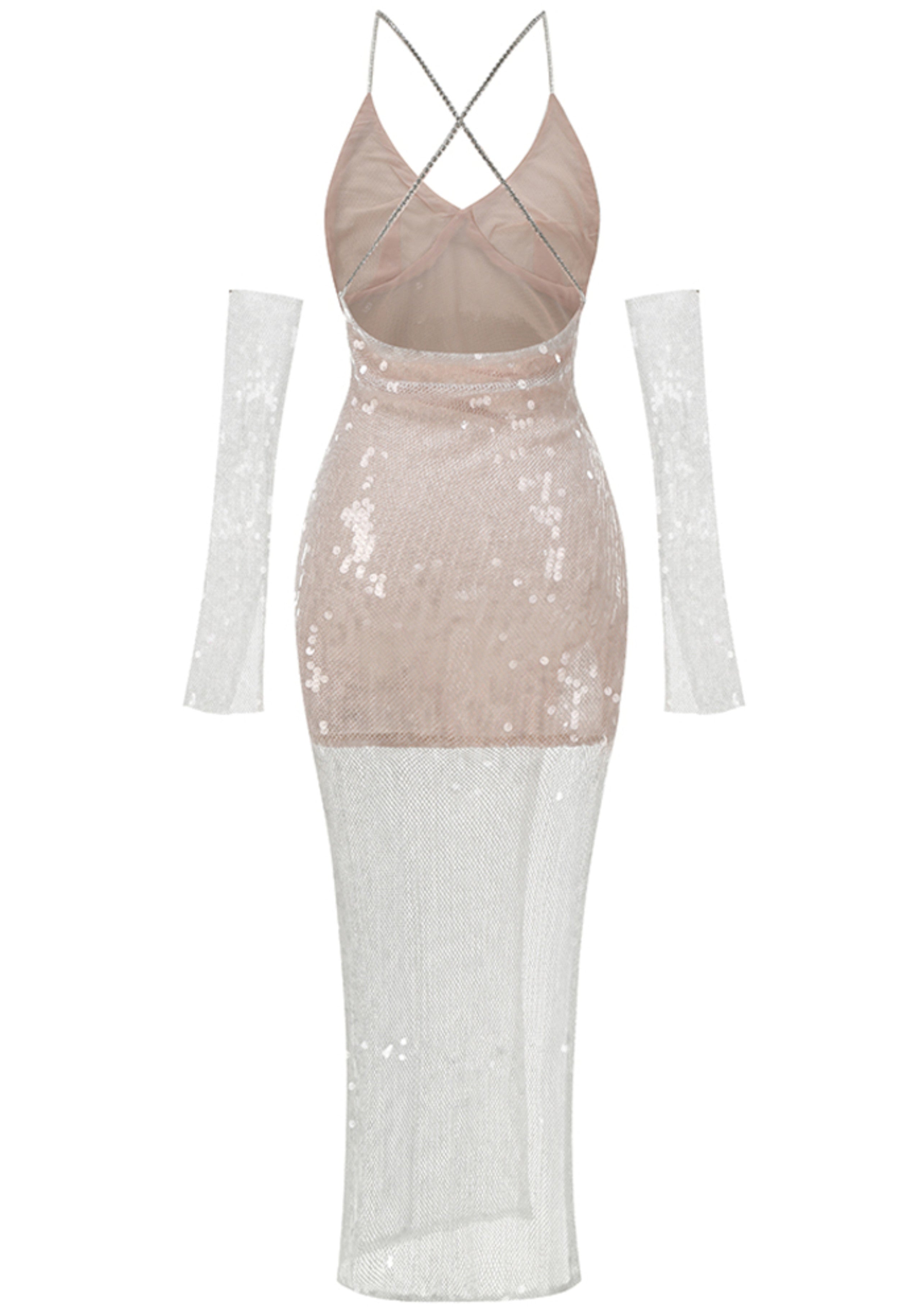 Reika Sequin Maxi Dress In Nude