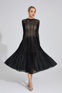 Eryndel Lace Long Sleeve Maxi Dress In Black