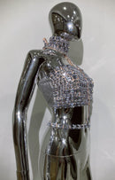 Elaba Rhinestone Cutout Crop Top