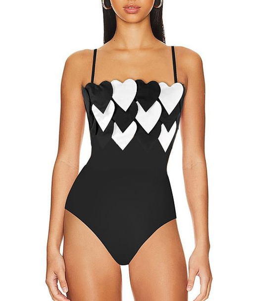 Verona Heart Embellished Swimsuit In White