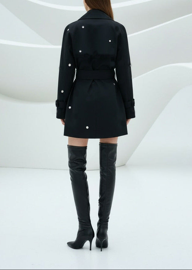 Kacia Long Sleeve Crystal Belt Mini Dress