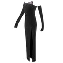 Marne Strapless Embellished Maxi Velvet Dress In Black