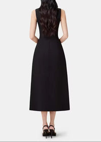 Aracely Asymmetric Collar Blazer Midi Dress In Black