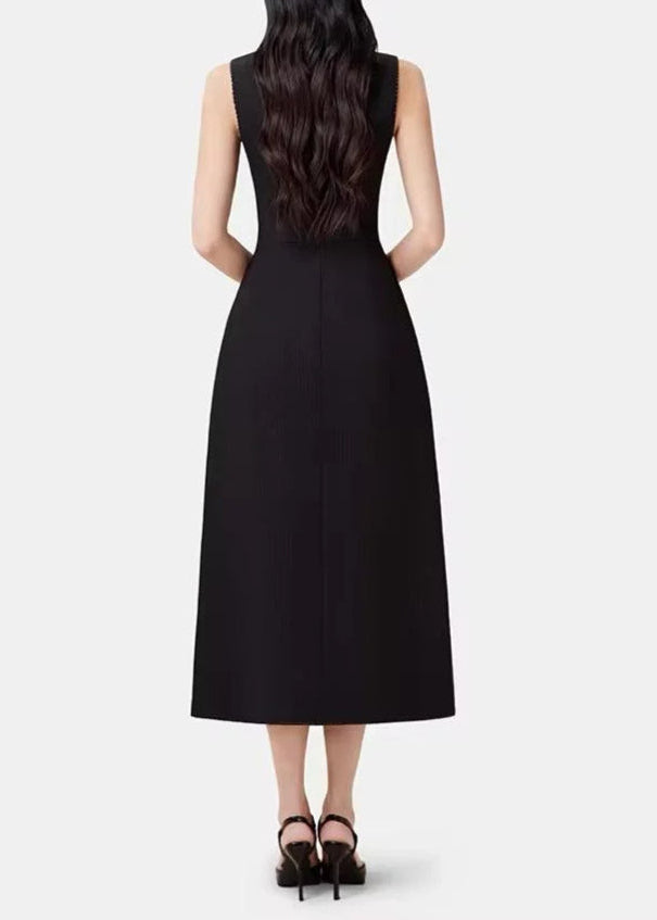 Aracely Asymmetric Collar Blazer Midi Dress In Black
