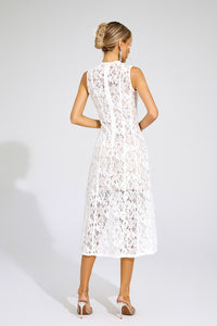Xanvyre Embroidered Lace Sleeveless Maxi Dress In White