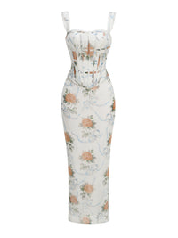 Irrotor Floral Corset Two Piece Maxi Dress