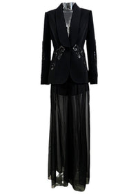 Agnew Rhinestone Mesh Blazer Set