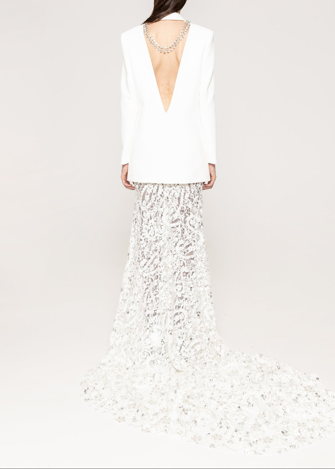 Nedelya Crystal-Embellished Backless Suit Blazer And Maxi Skirt Set