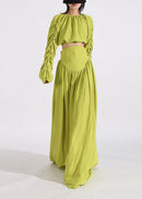 Vaelun Long Sleeve Ruched Skirt Set