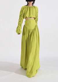 Vaelun Long Sleeve Ruched Skirt Set