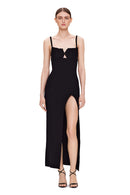 Agnes Shell Breast Knitted Midi Dress In Black