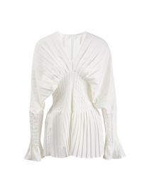 Cevorin V Neck Pleated Mini Dress