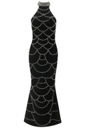 Osvaldo Halter Pearl Detail Maxi Dress In Black
