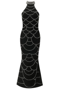 Osvaldo Halter Pearl Detail Maxi Dress In Black