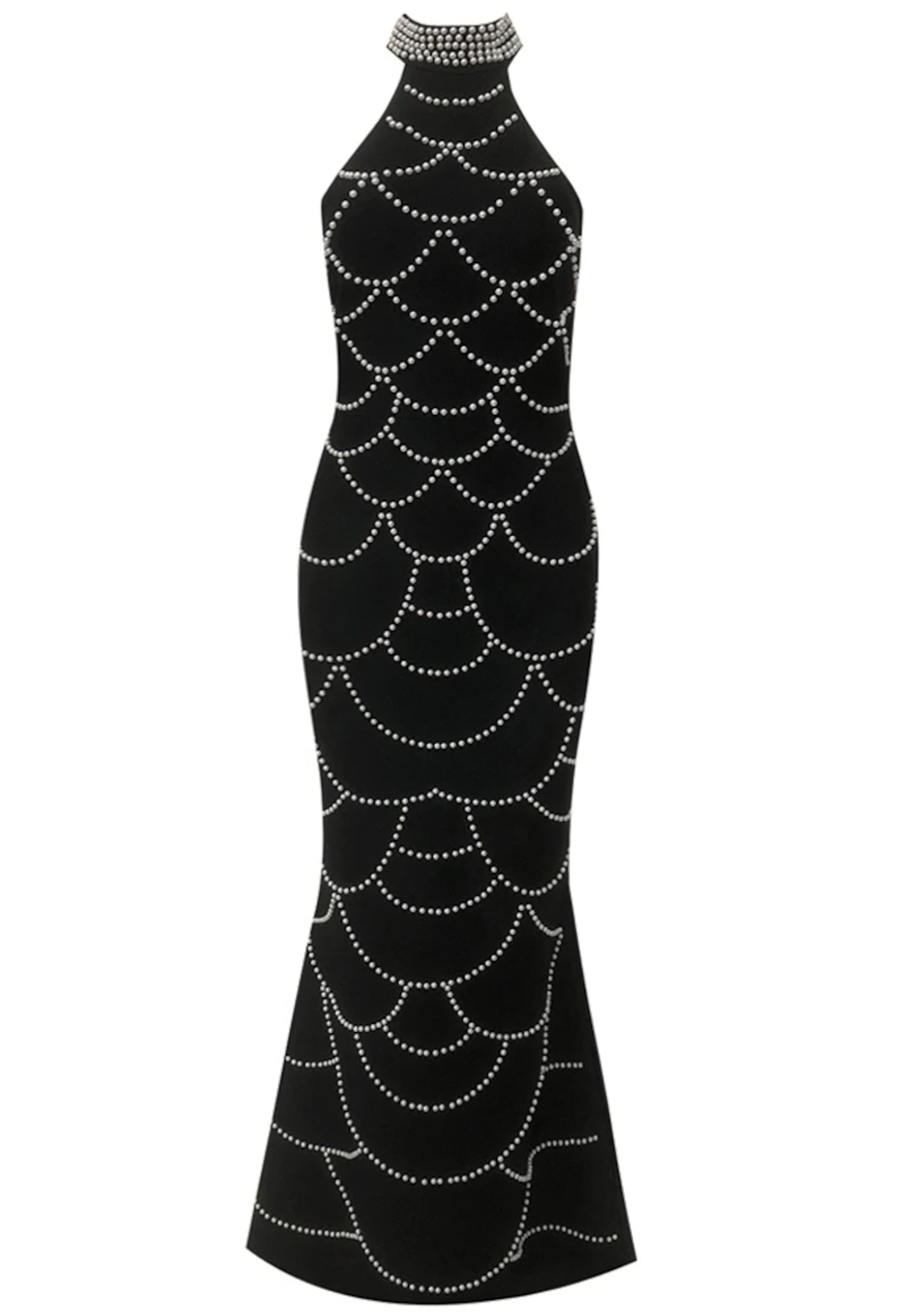 Osvaldo Halter Pearl Detail Maxi Dress In Black