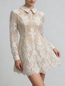 Celestyn Apricot Floral Lace Mini Dress