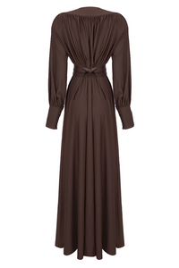 Wendie Long Sleeve Plunge V Neck Maxi Dress