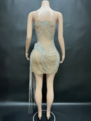 Plvara Embellished Diamond Chain Mini Dress