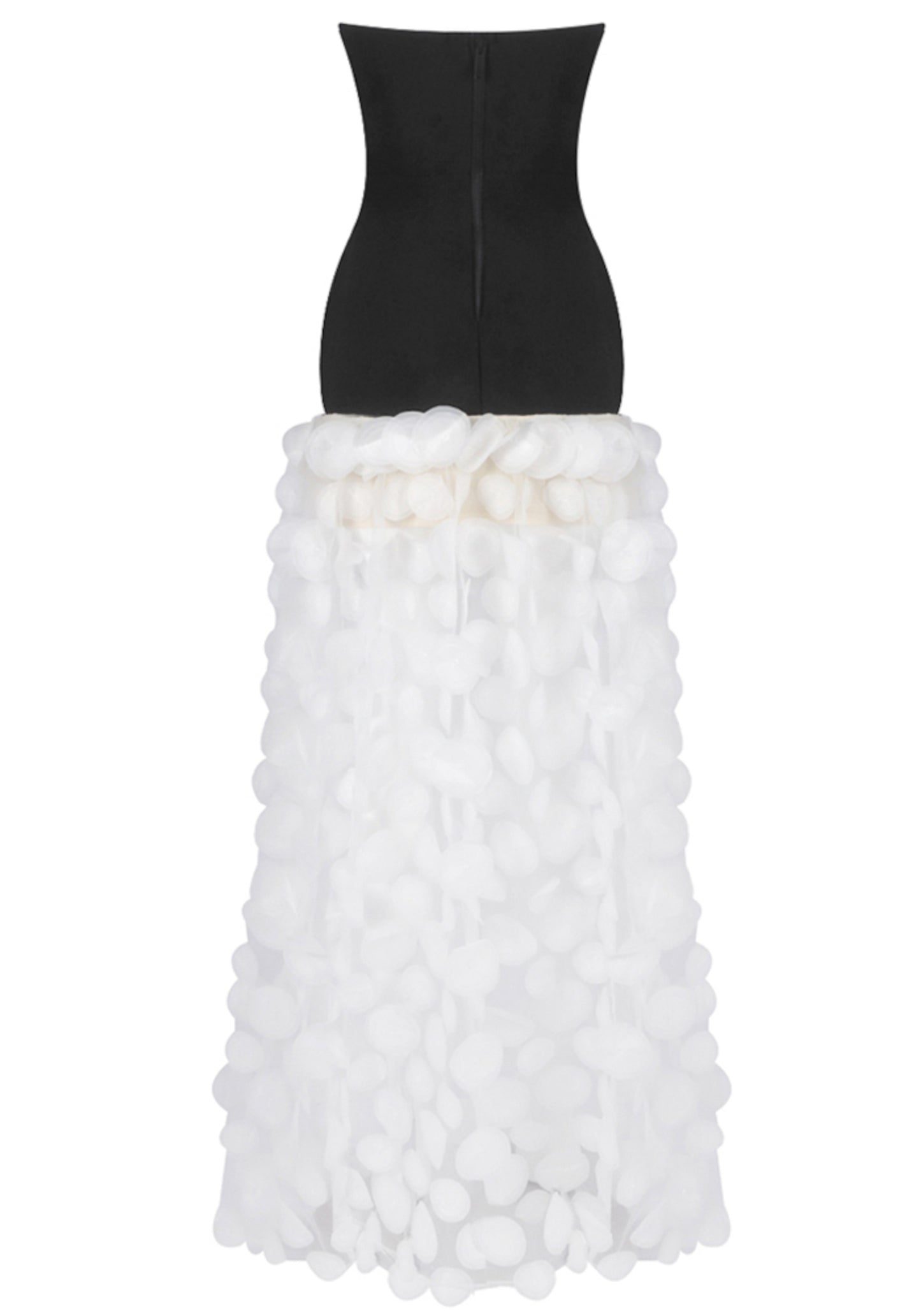Benicio Strapless A Line Maxi Dress In Black White