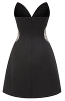 Lloyd Symmetrical Tulle Pearl Embellished Mini Dress In Black