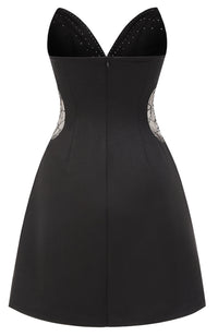 Lloyd Symmetrical Tulle Pearl Embellished Mini Dress In Black