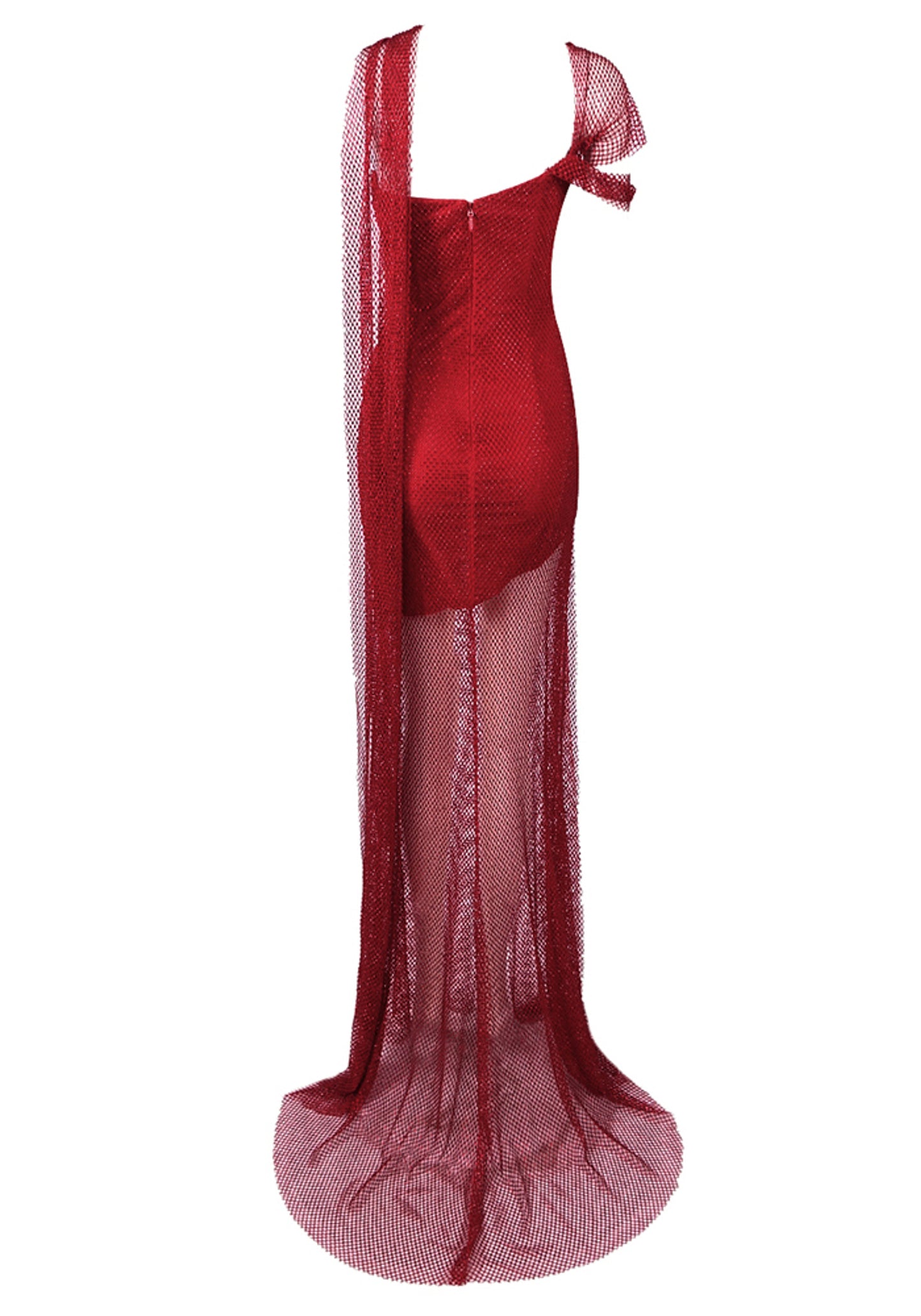 Archki Sparkly Draped Maxi Dress In Red