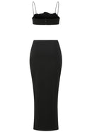 Orville Crystal Floral Two Piece Maxi Dress In Black