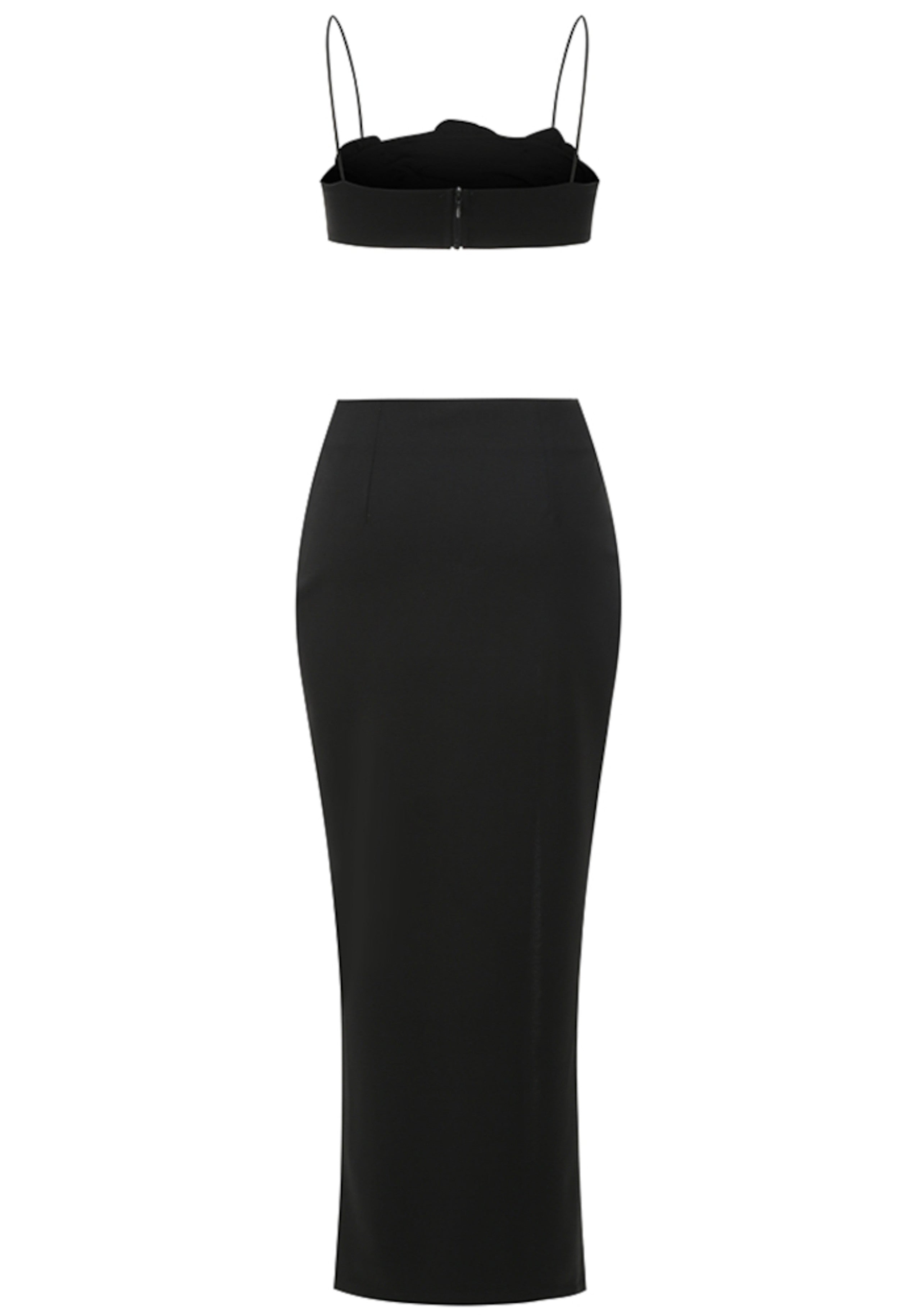 Orville Crystal Floral Two Piece Maxi Dress In Black