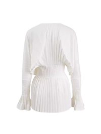 Cevorin V Neck Pleated Mini Dress