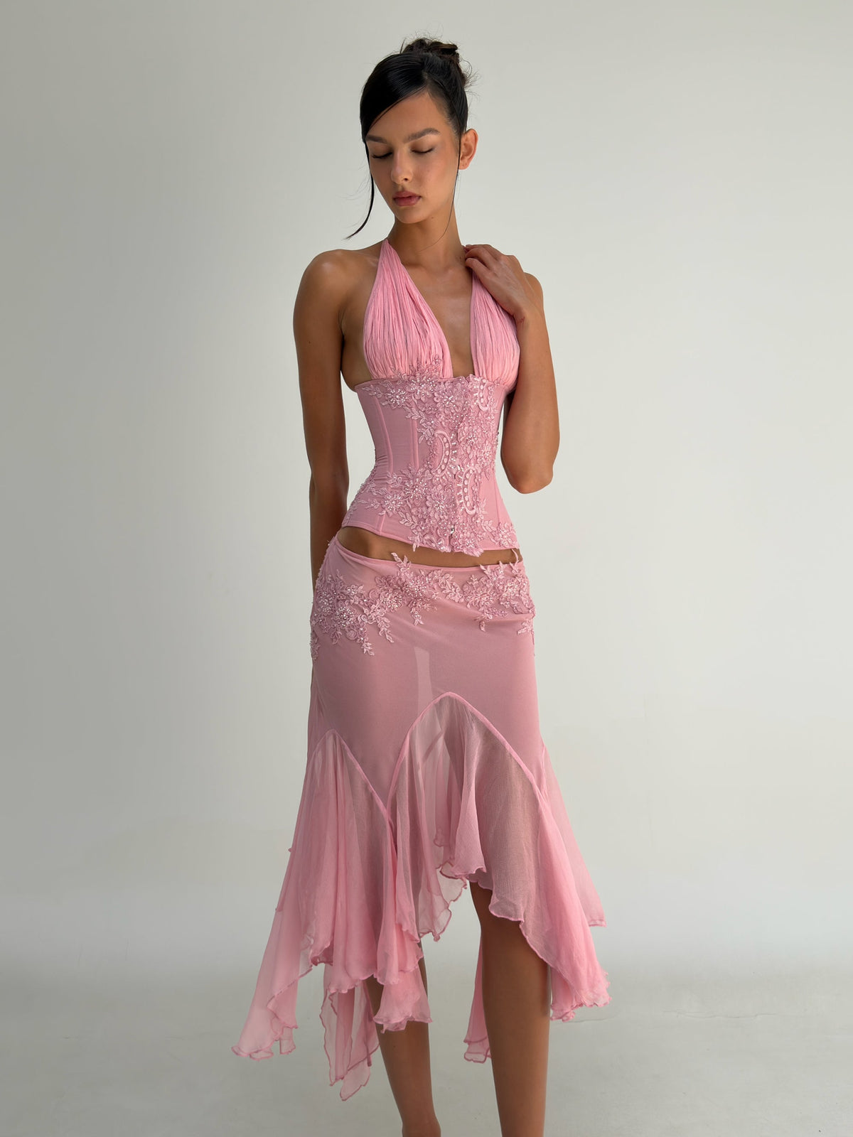 Vaylen Lace Ruffled Skirt Set