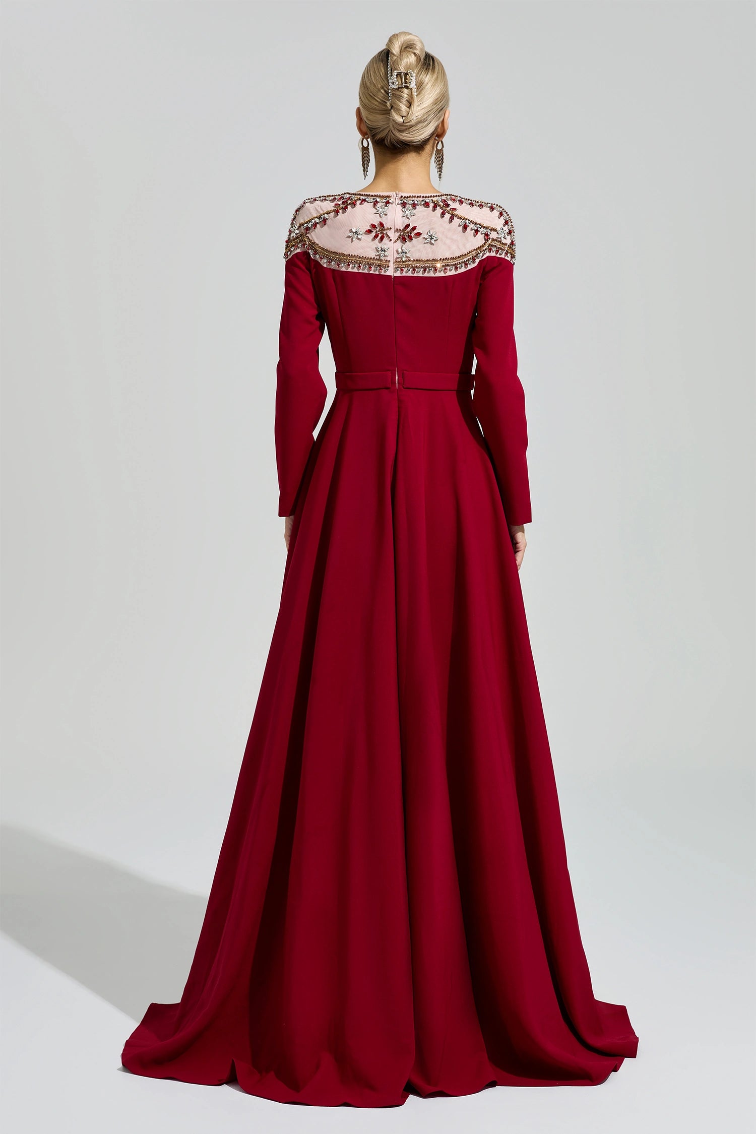 Quarnis Red Tulle Maxi Dress