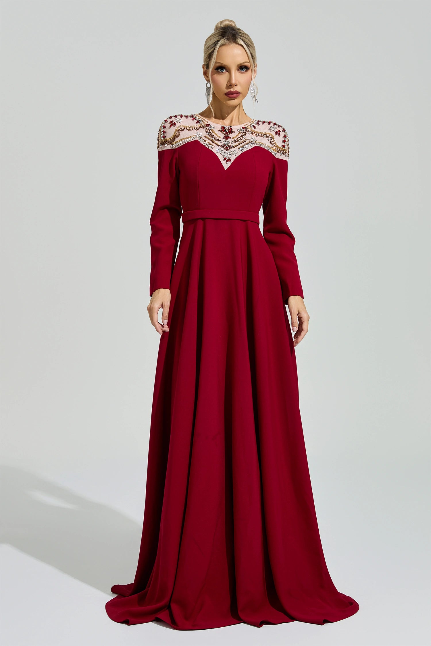 Quarnis Red Tulle Maxi Dress