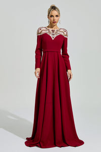Quarnis Red Tulle Maxi Dress