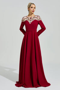 Quarnis Red Tulle Maxi Dress