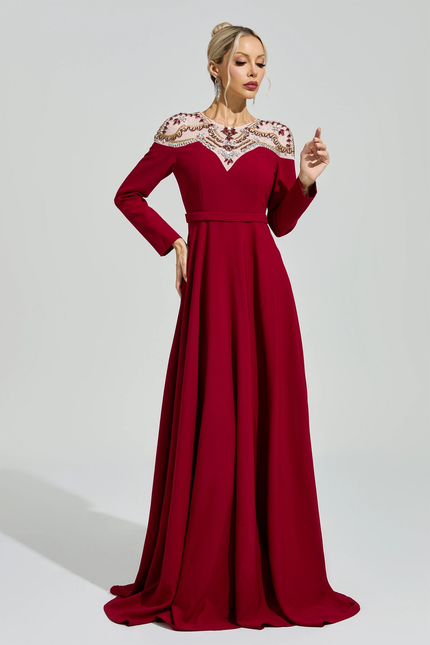 Quarnis Red Tulle Maxi Dress