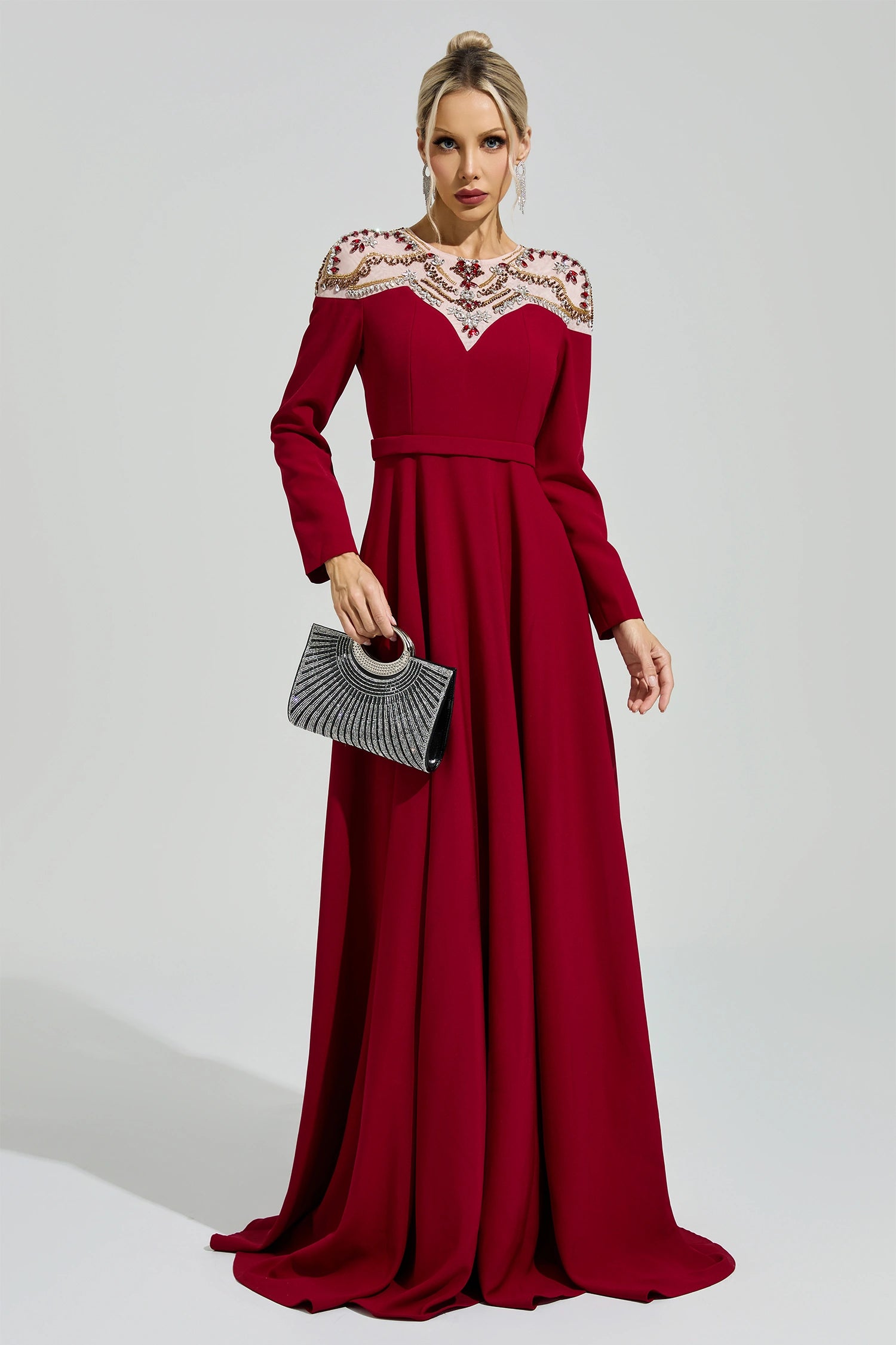 Quarnis Red Tulle Maxi Dress