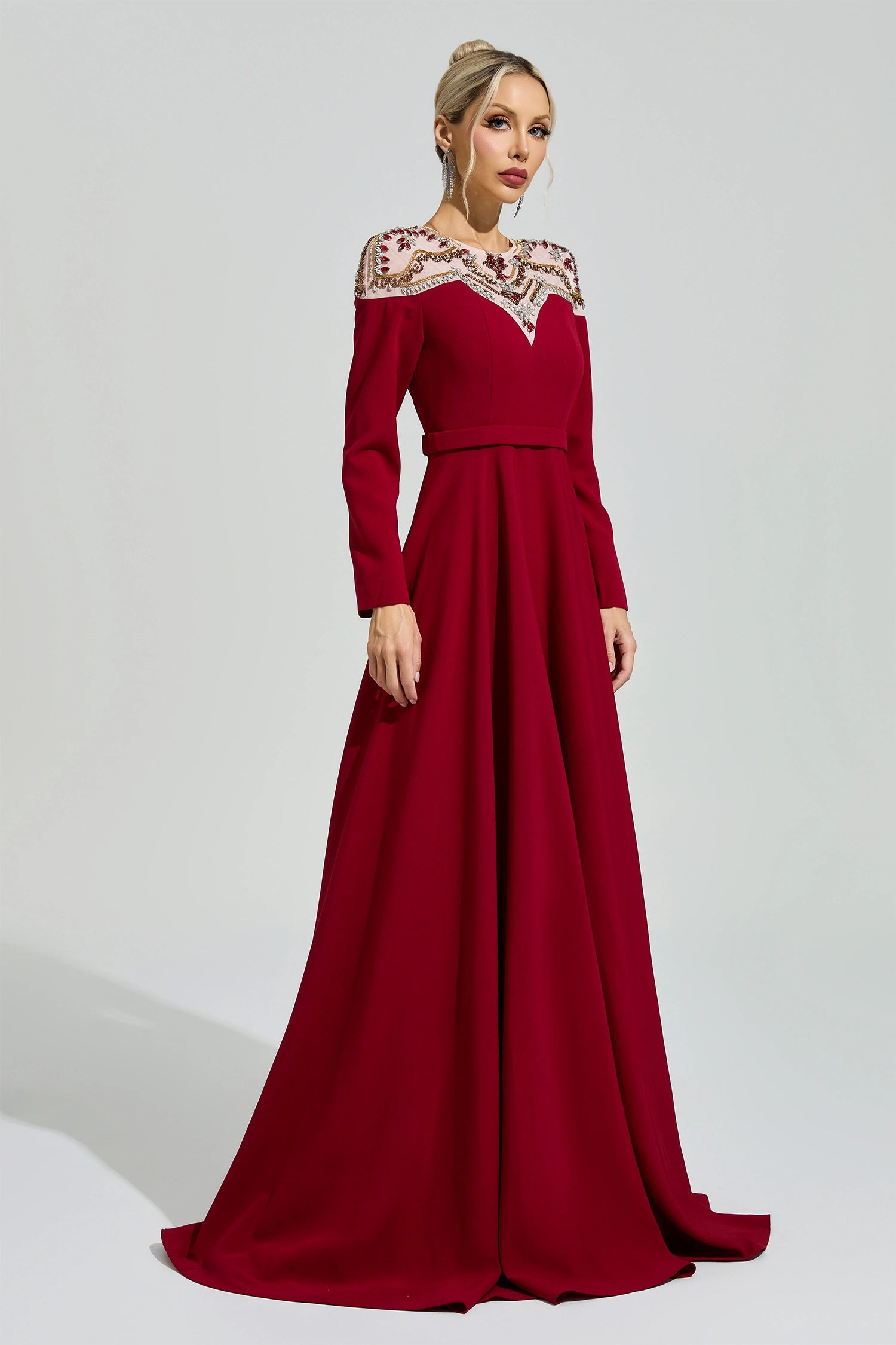 Quarnis Red Tulle Maxi Dress