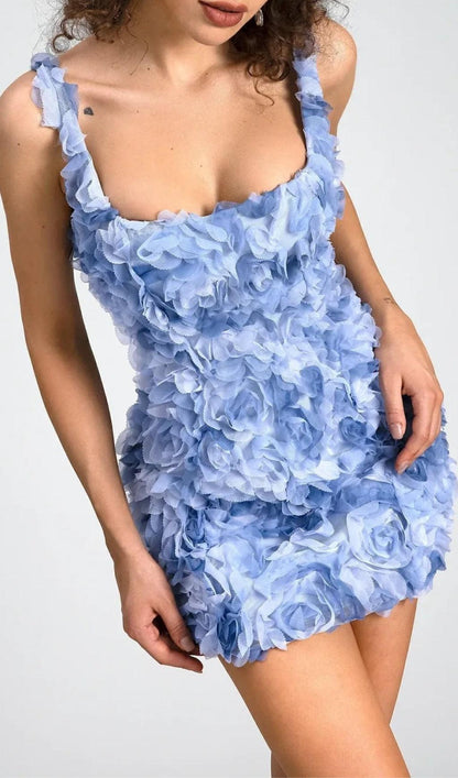 Robina Flower Mini Dress In Blue