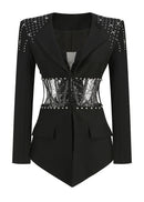 Breneon Rhinestone Cutout Blazer Set