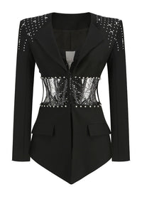 Breneon Rhinestone Cutout Blazer Set