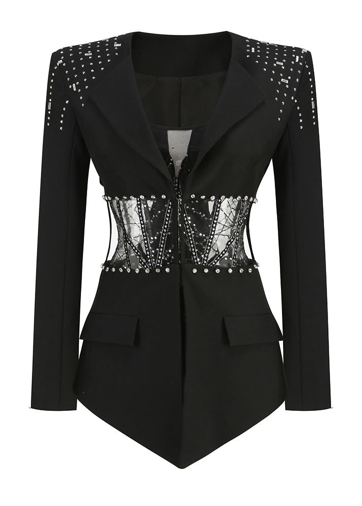 Breneon Rhinestone Cutout Blazer Set