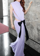 Dabney Bow Backless Maxi Dress In Lavender