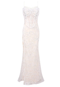 Daelorin Lace Corset Maxi Dress In White