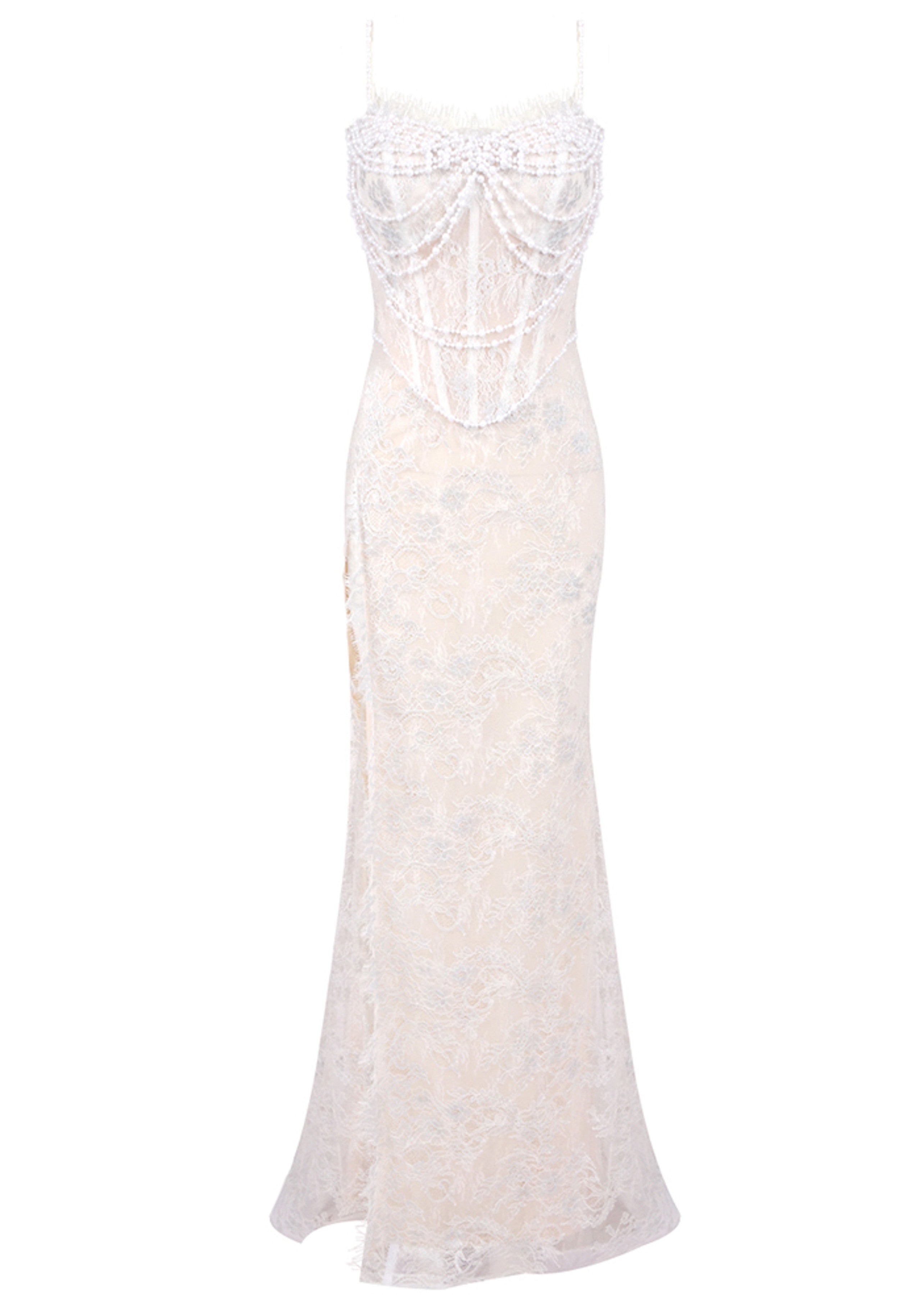 Daelorin Lace Corset Maxi Dress In White